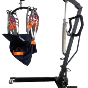 Grúa elevador de pacientes hidráulica ReActiv color negro con arnés para transferencia y capacidad de 180 kg