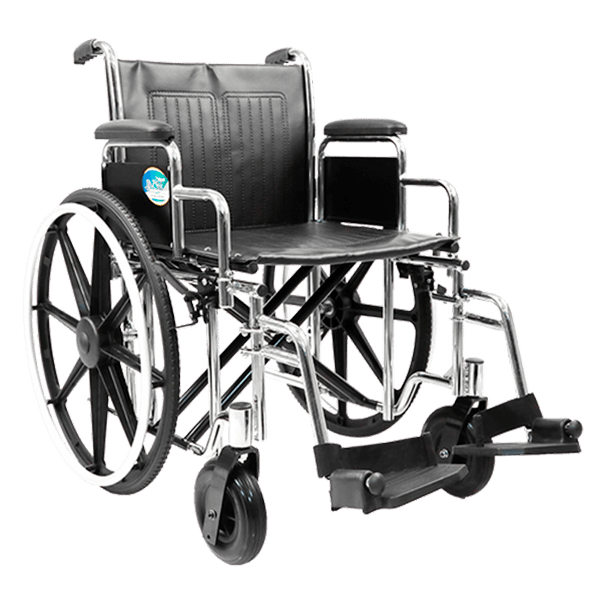 Silla de ruedas extra ancha cromada