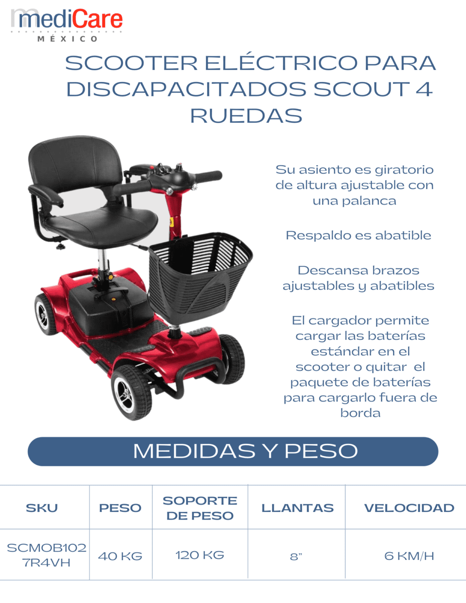 Scooter Eléctrico para discapacitados Scout 4 Ruedas - Medicare.mx