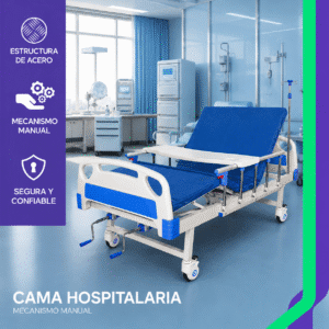 Cama manual de lujo hospitalaria con colchón y mesa