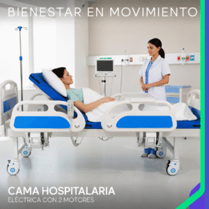 Cama Hospitalaria Eléctrica 2 Motores con Colchón y Porta suero