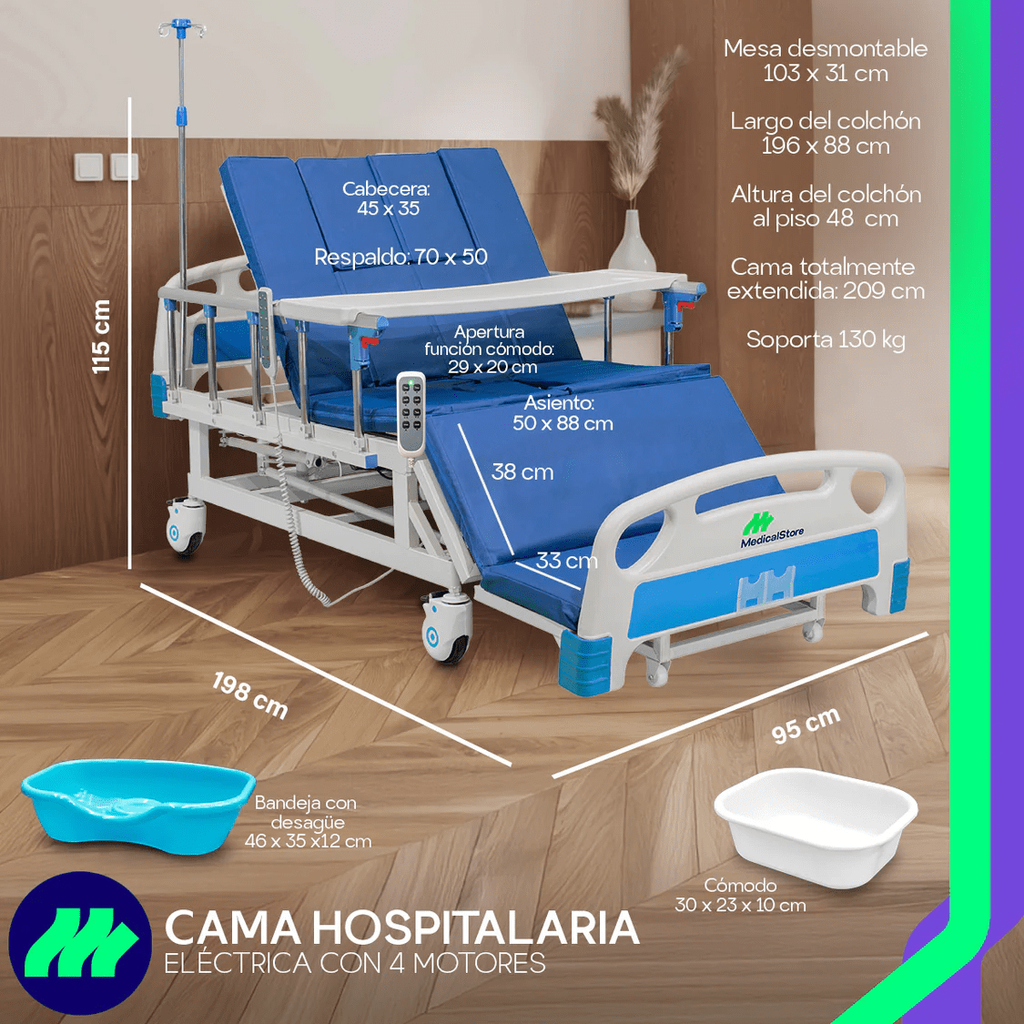 Cama Hospitalaria Eléctrica 6 Posiciones